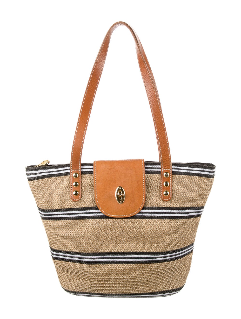 Eric Javits Leather-Trim Striped Shoulder Bag - image 1
