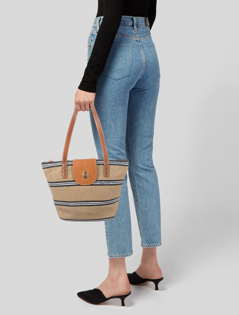 Eric Javits Leather-Trim Striped Shoulder Bag - image 2