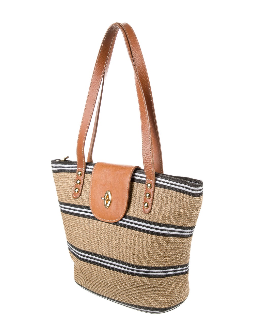 Eric Javits Leather-Trim Striped Shoulder Bag - image 3