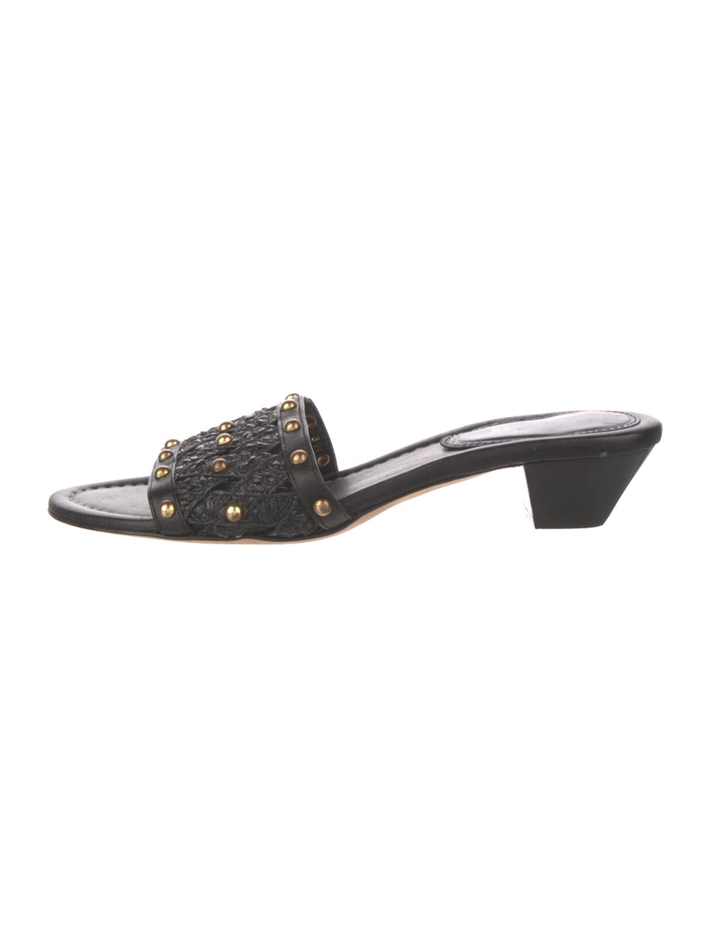 Eric Javits Leather Studded Accents Slides - image 1