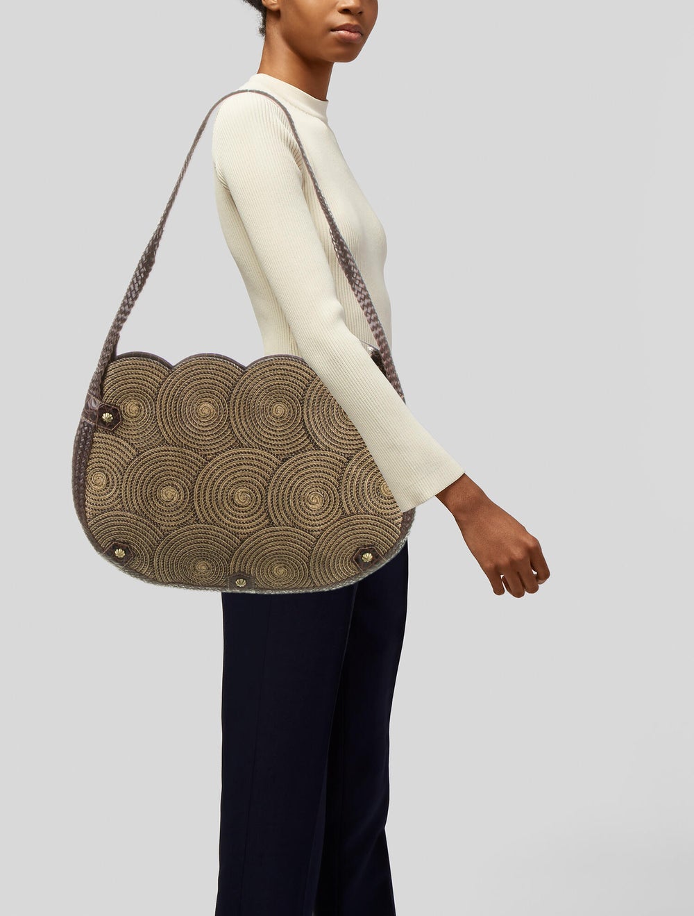 Eric Javits Leather Trimmed Shoulder Bag - image 2