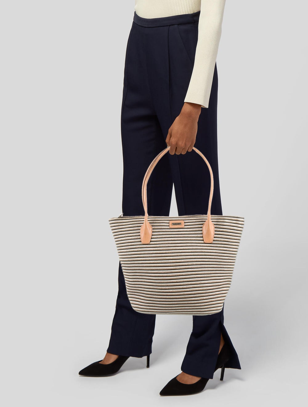 Eric Javits Leather Trimmed Tote Bag - image 2