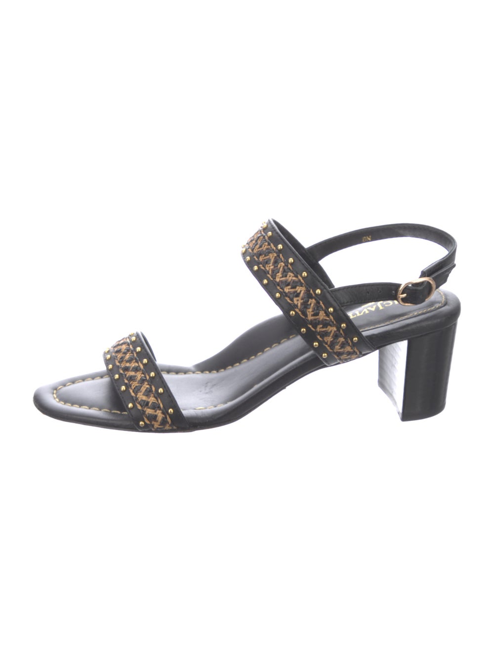 Eric Javits Leather Studded Accents Slingback San… - image 1