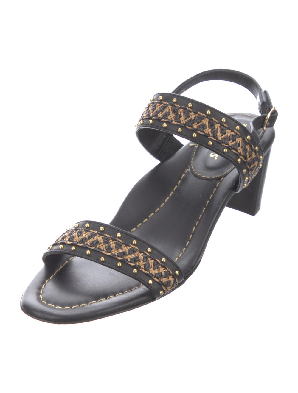 Eric Javits Leather Studded Accents Slingback San… - image 2
