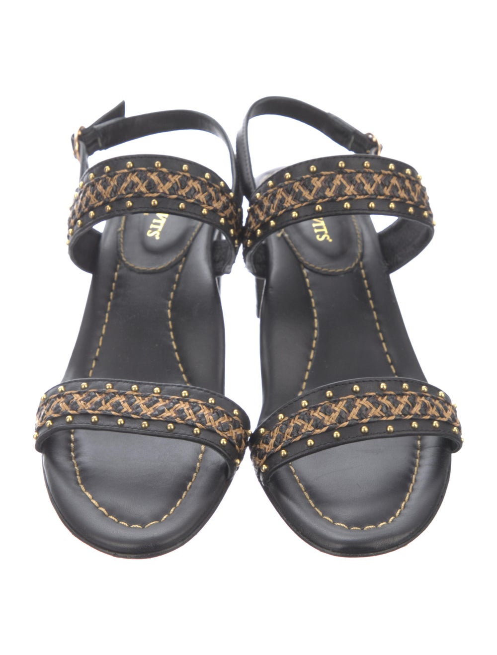 Eric Javits Leather Studded Accents Slingback San… - image 3