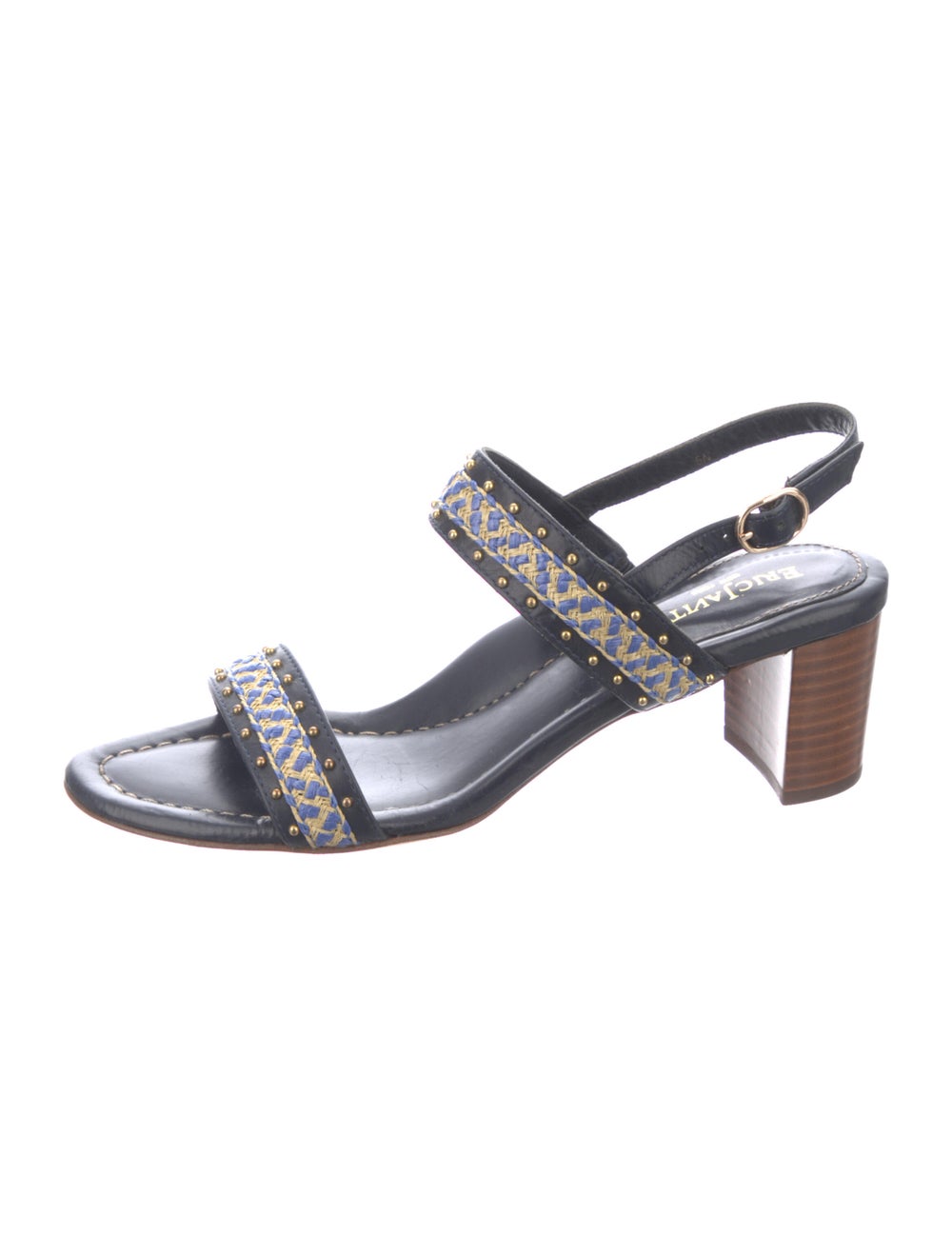 Eric Javits Leather Studded Accents Slingback San… - image 1