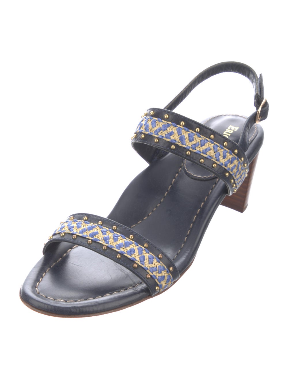 Eric Javits Leather Studded Accents Slingback San… - image 2