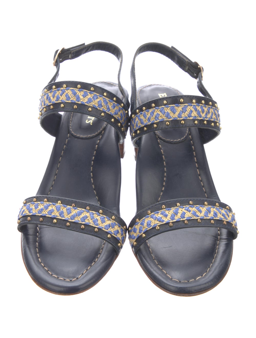 Eric Javits Leather Studded Accents Slingback San… - image 3