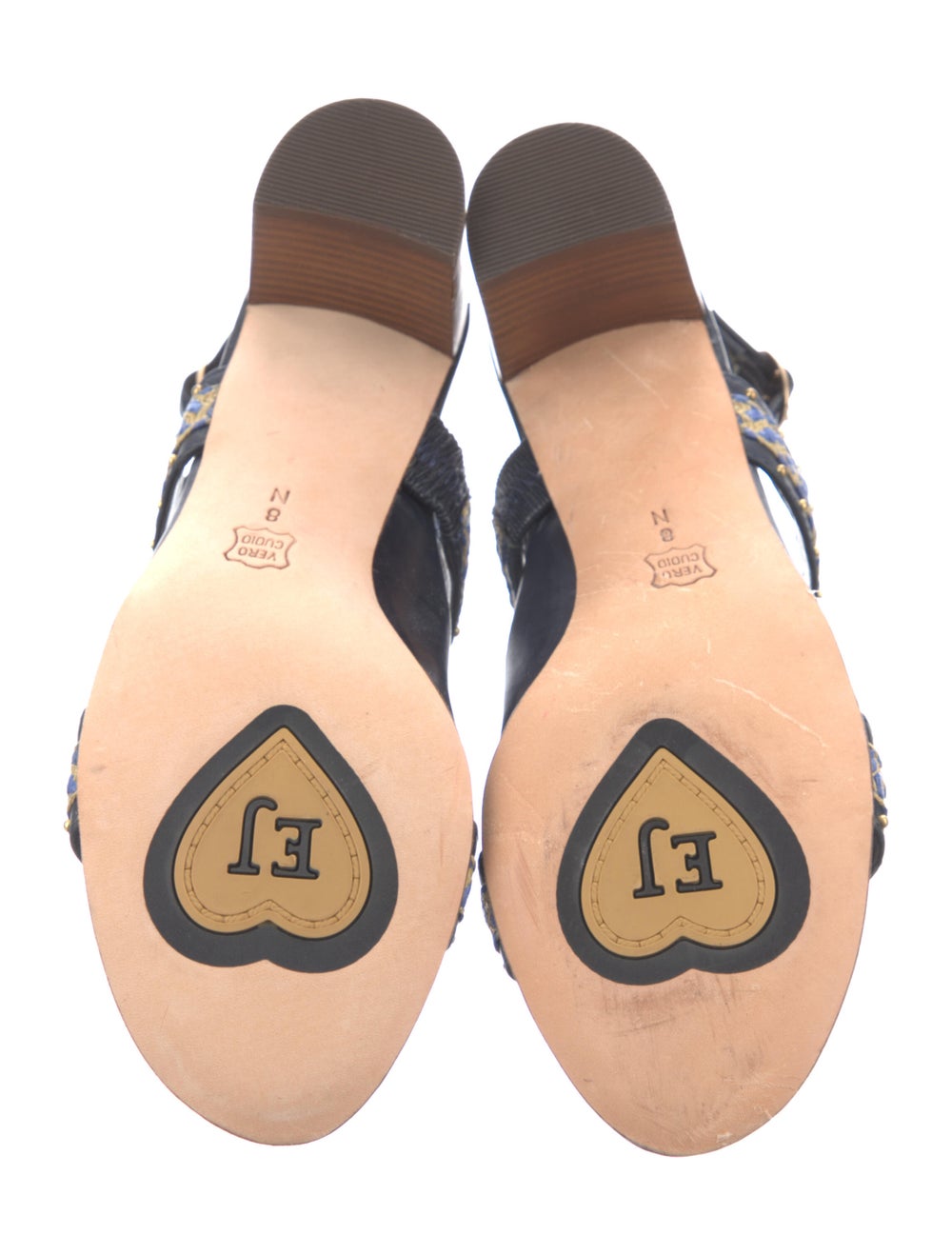 Eric Javits Leather Studded Accents Slingback San… - image 5
