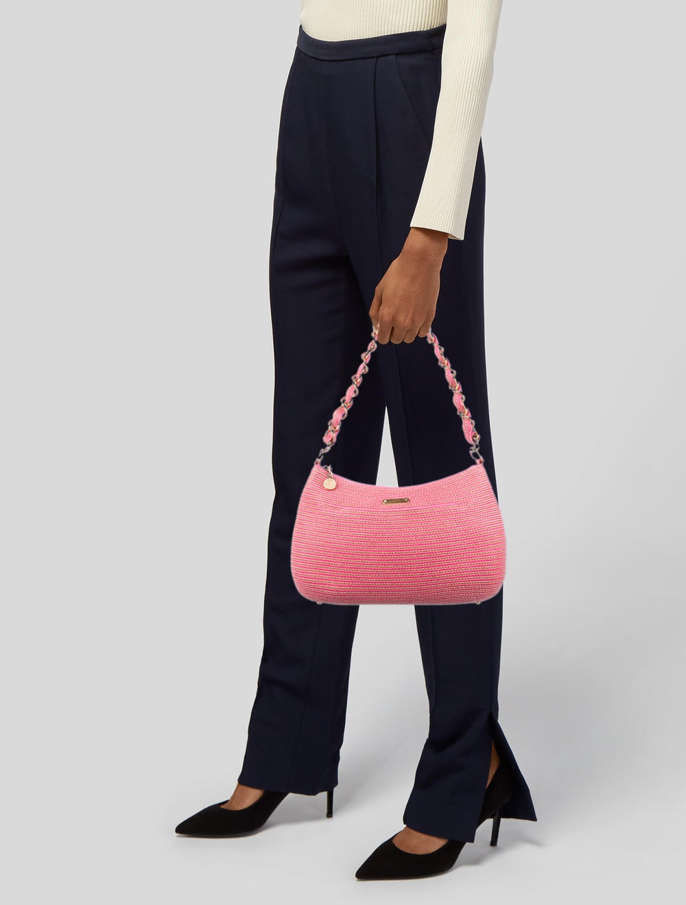 Eric Javits Raffia Chain-Linked Shoulder Bag - image 2