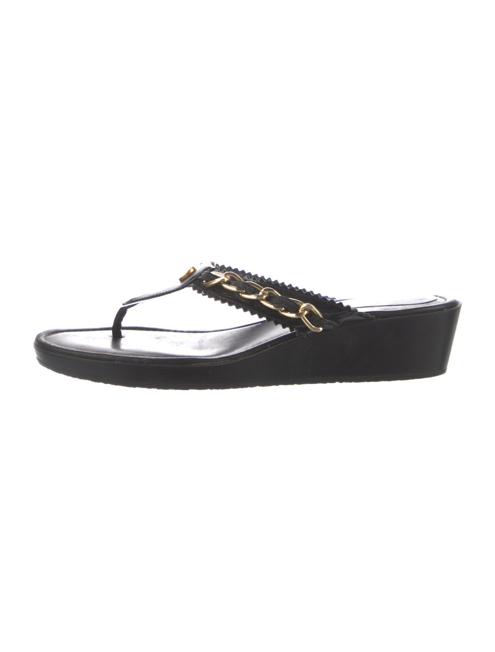 Eric Javits Leather Chain-Link Accents Flip Flops - image 1