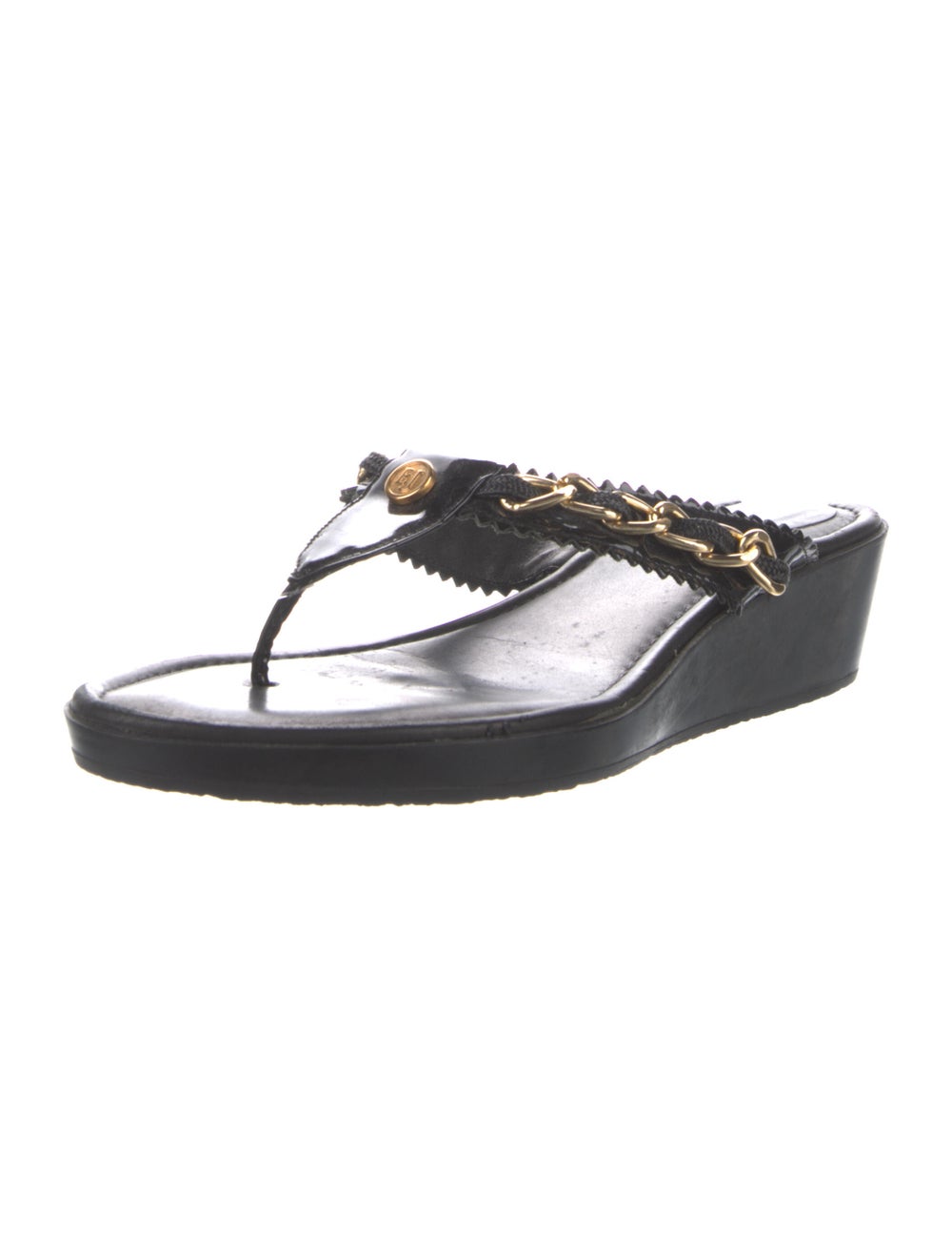 Eric Javits Leather Chain-Link Accents Flip Flops - image 2