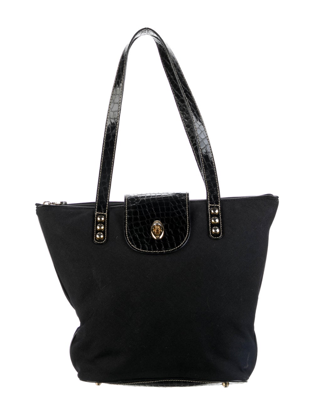 Eric Javits Leather-Trimmed Canvas Shoulder Bag - image 1