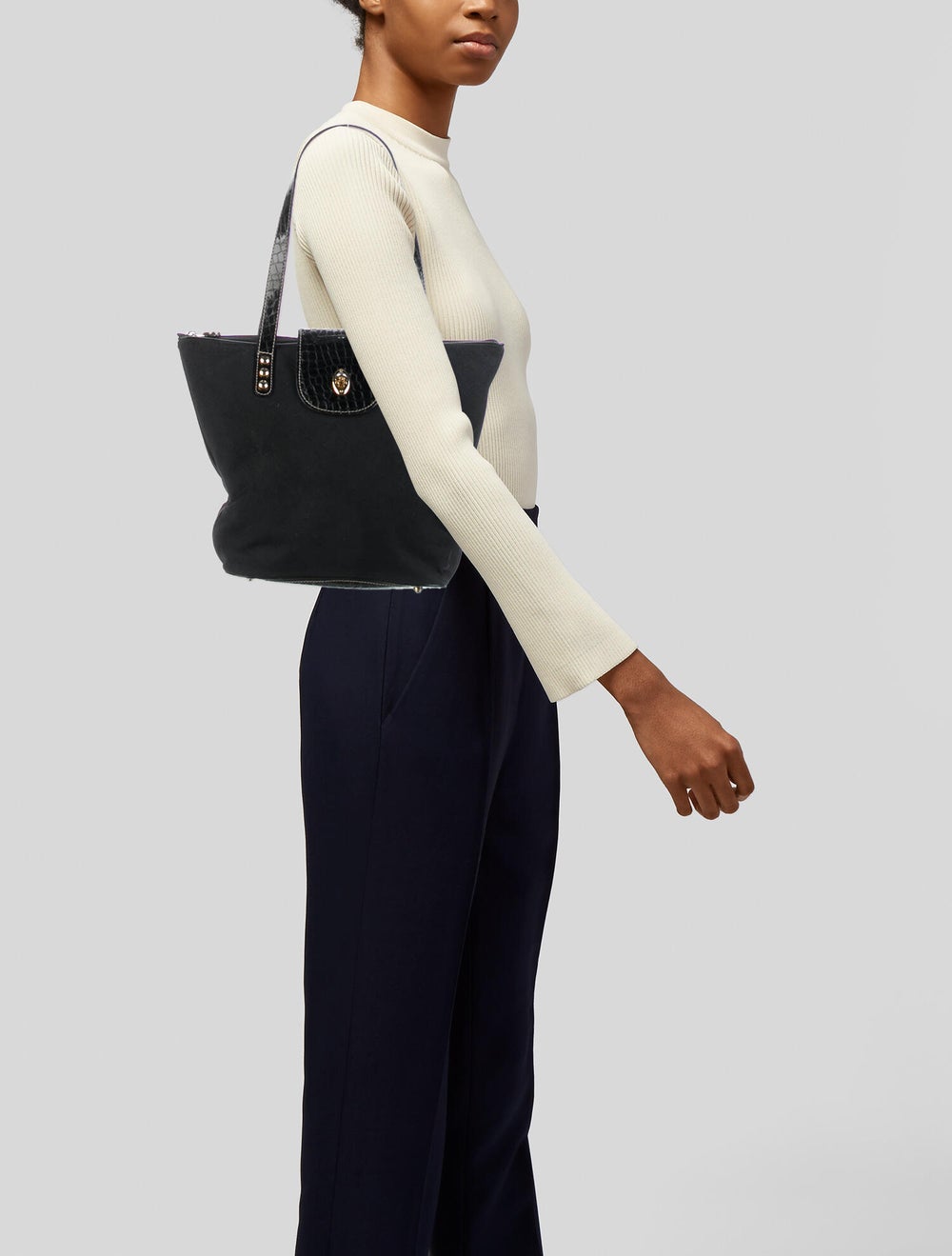 Eric Javits Leather-Trimmed Canvas Shoulder Bag - image 2