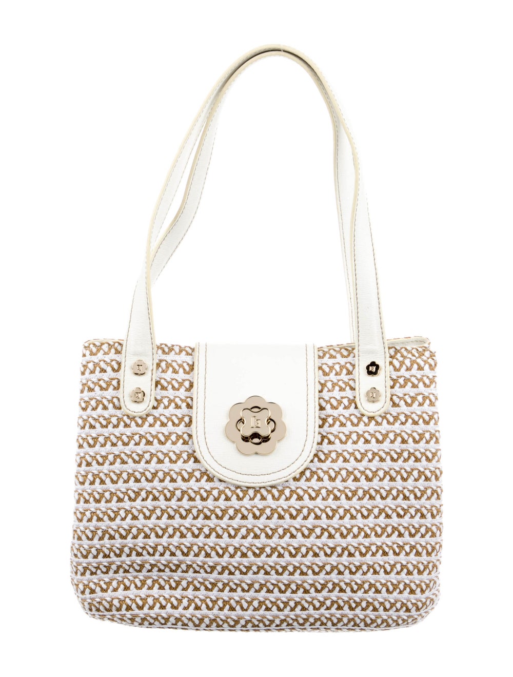 Eric Javits Leather-Trimmed Raffia Shoulder Bag - image 1
