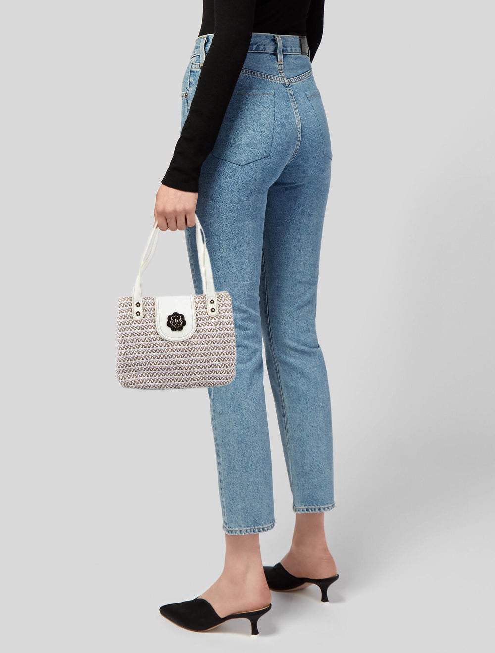 Eric Javits Leather-Trimmed Raffia Shoulder Bag - image 2