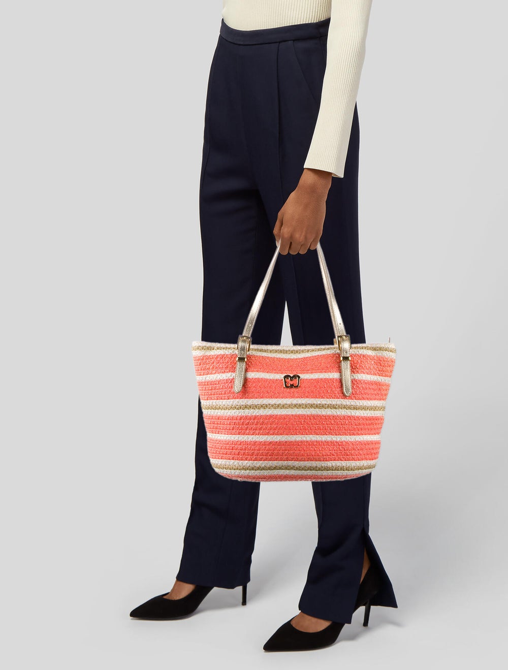 Eric Javits Raffia Patterned Shoulder Bag - image 2