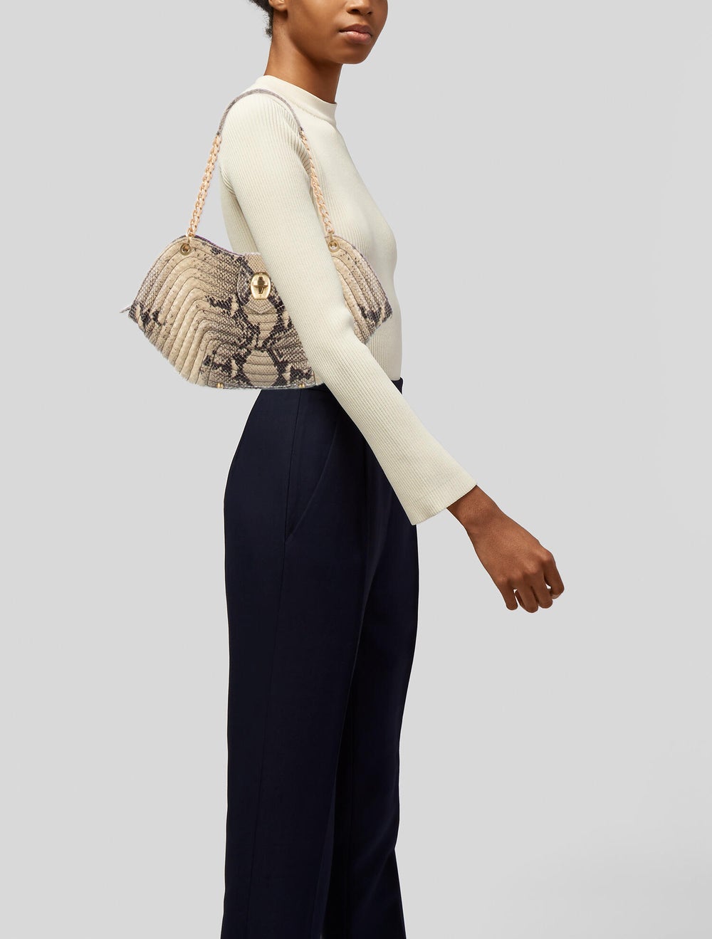 Eric Javits Embossed Leather Shoulder Bag - image 2