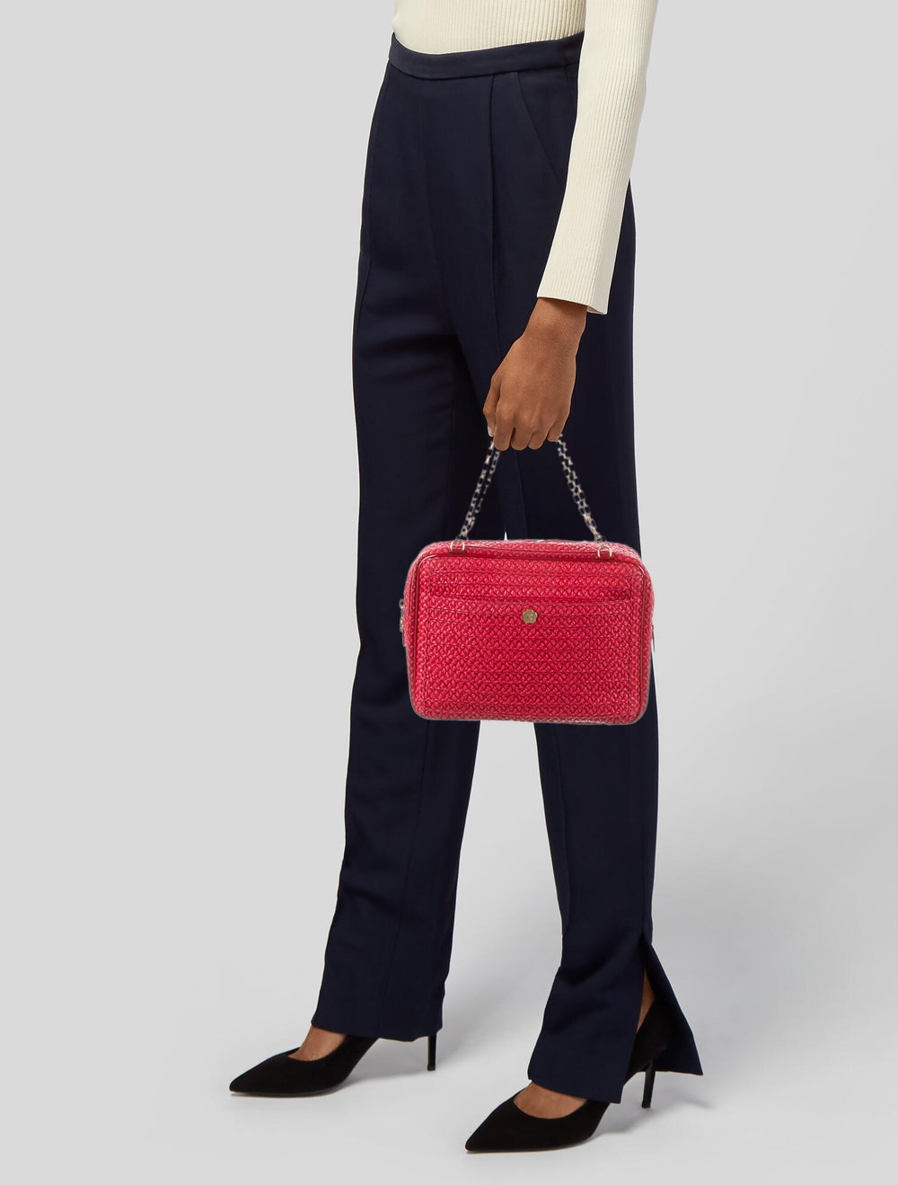 Eric Javits Raffia Patent-Leather Shoulder Bag - image 2