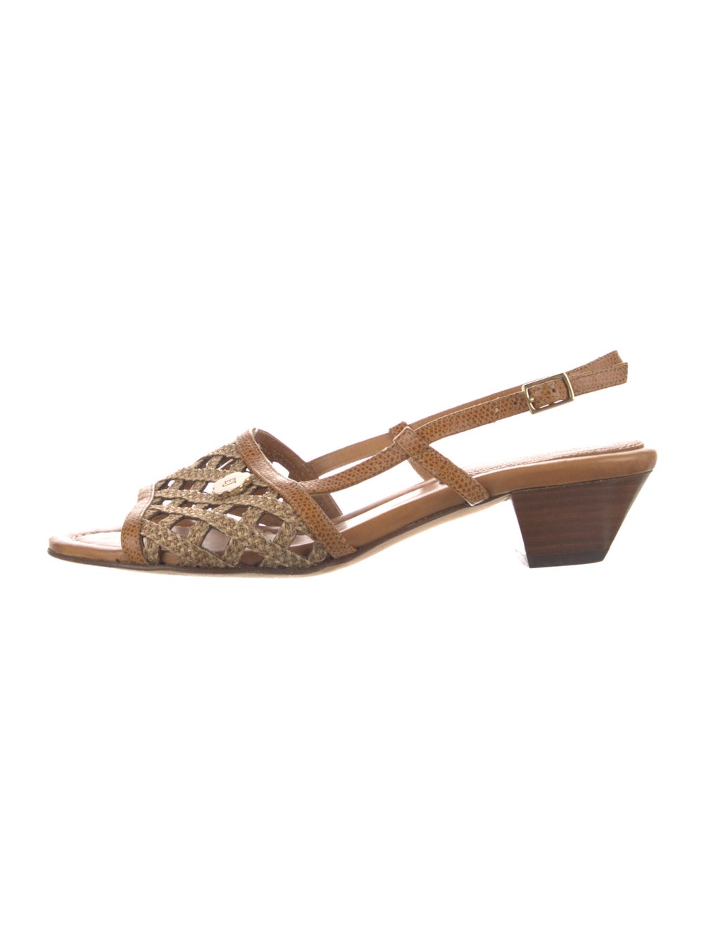 Eric Javits Leather Cutout Accent Slingback Sanda… - image 1