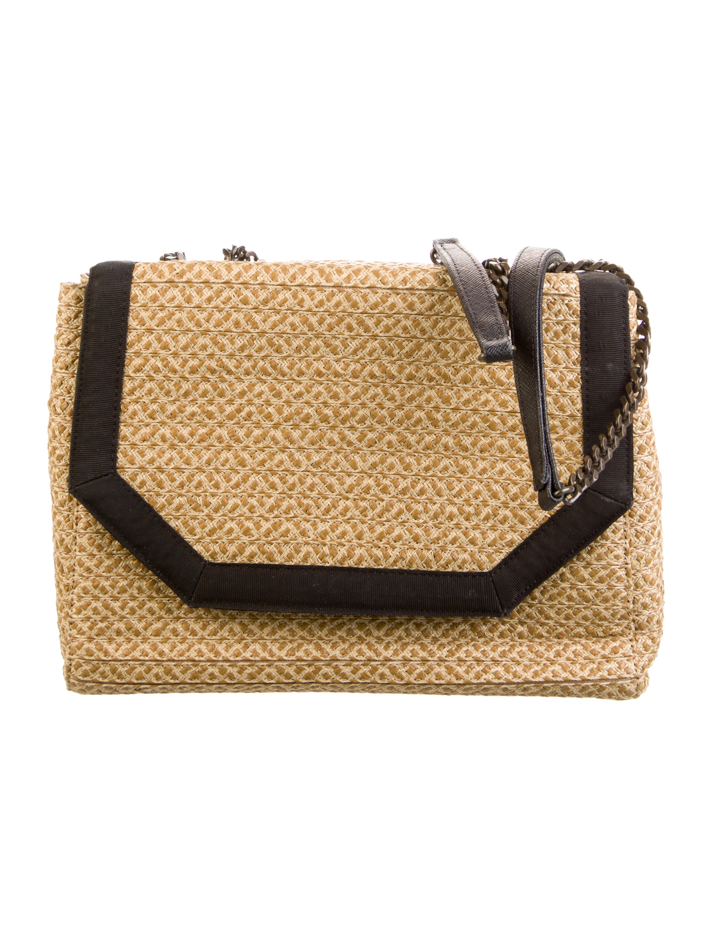 Eric Javits Raffia Grosgrain Trimmed Crossbody Bag Neutrals Crossbody
