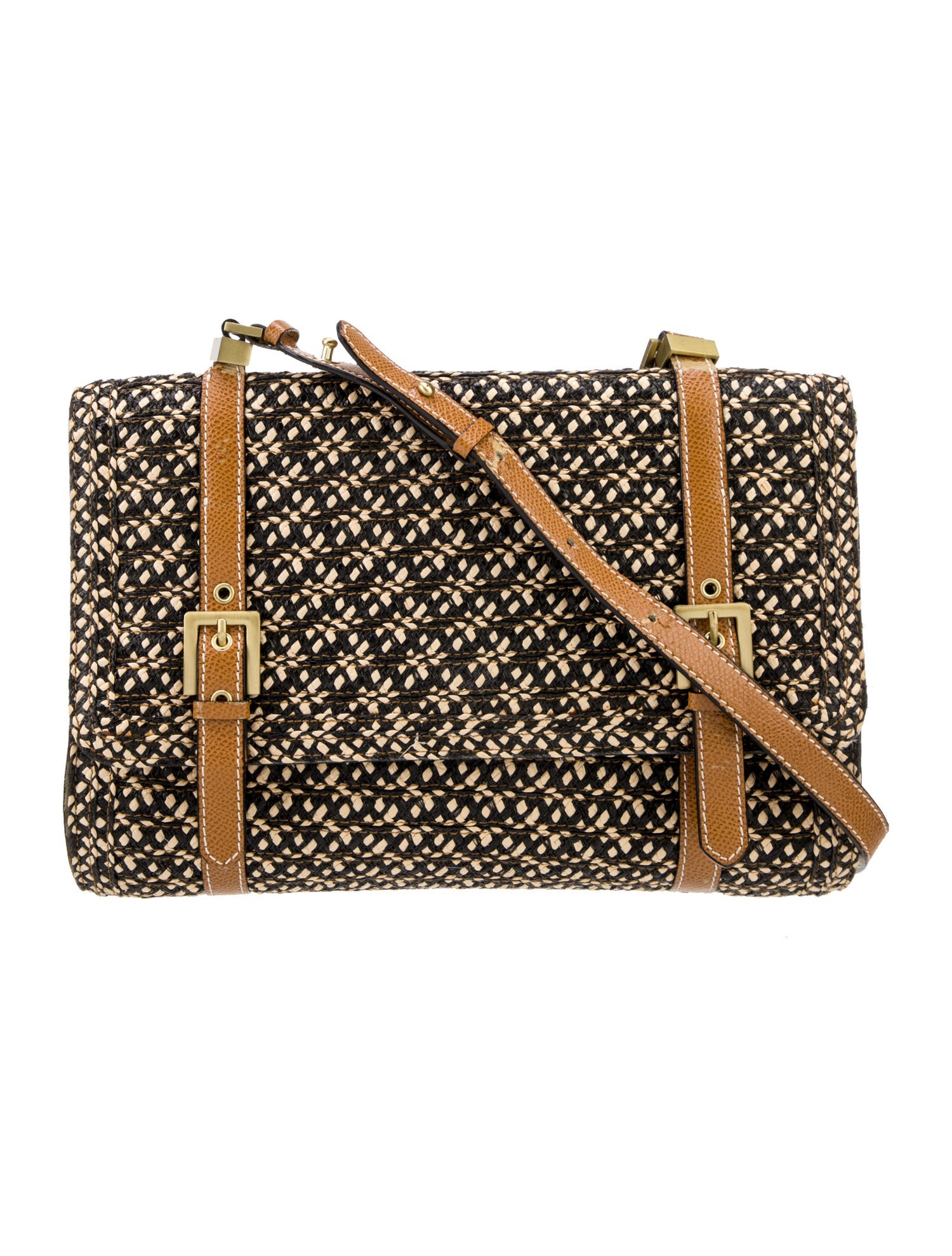 Eric Javits Raffia Shoulder Bag Black Crossbody Bags, Handbags