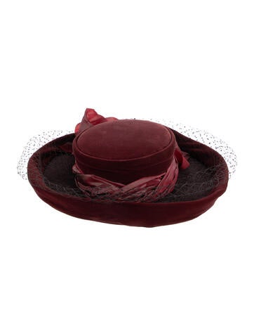 Eric Javits Hats Velvet Wide Brim Veiled Hat