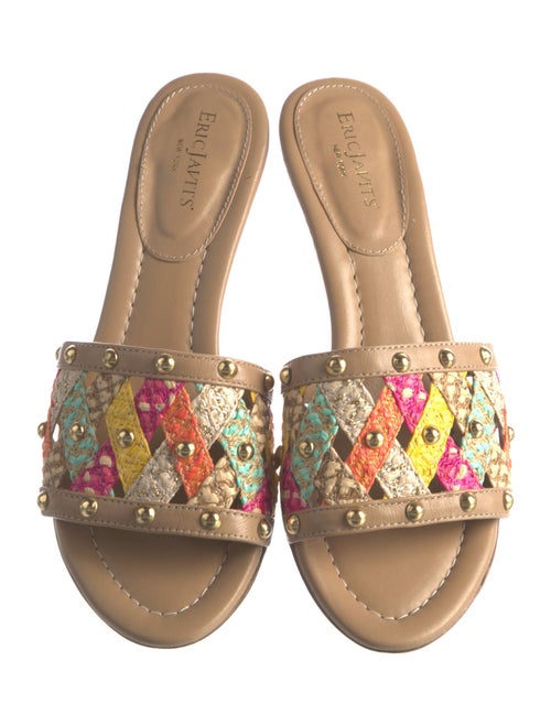 Eric Javits Leather Tweed Pattern Slides