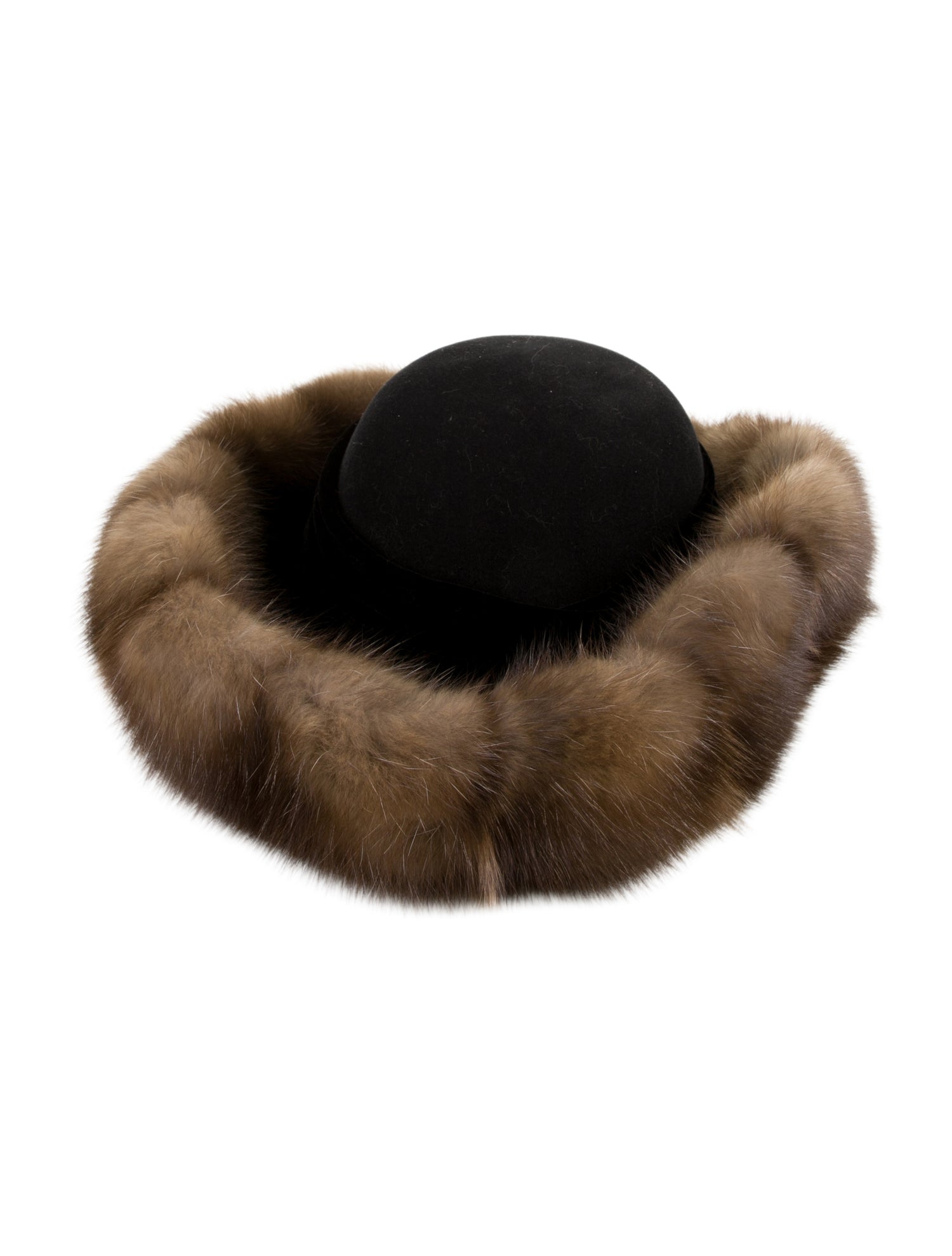 Eric Javits Sable Fur Trim Velvet Hat