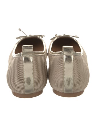 Eric Javits Mesh Leather Trim Embellishment Ballet Flats