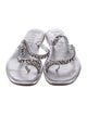 Eric Javits Leather Chain-Link Accents Slides