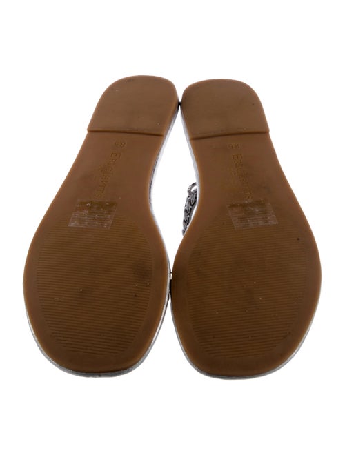 Eric Javits Leather Chain-Link Accents Slides