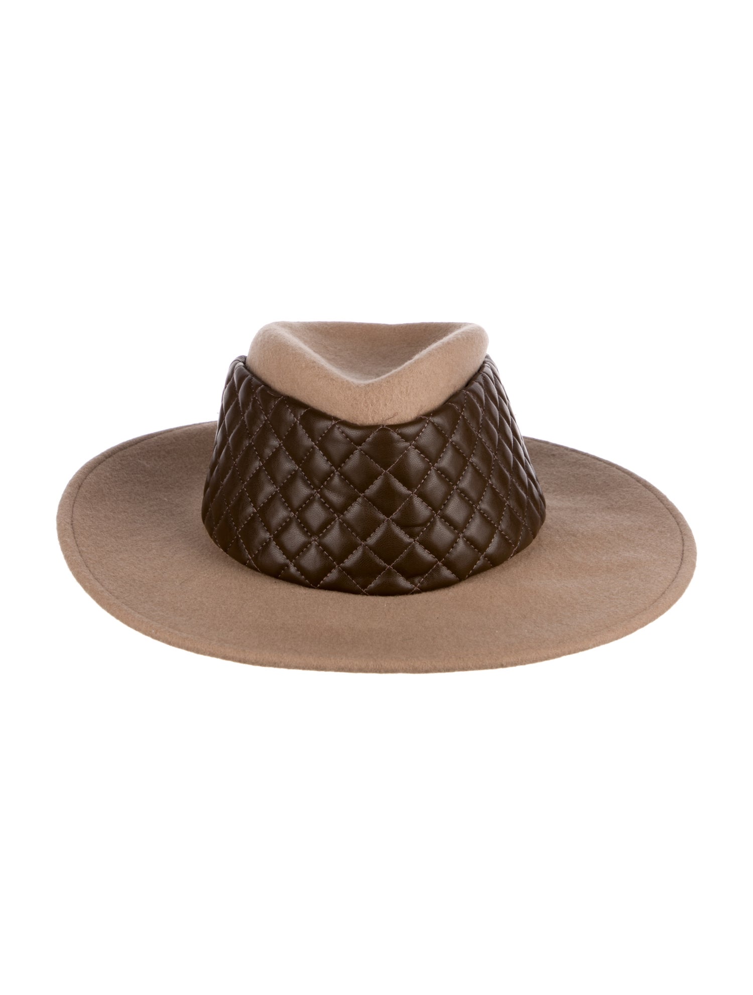 Eric Javits Leather-Embellished Wool Wide Brim Hat