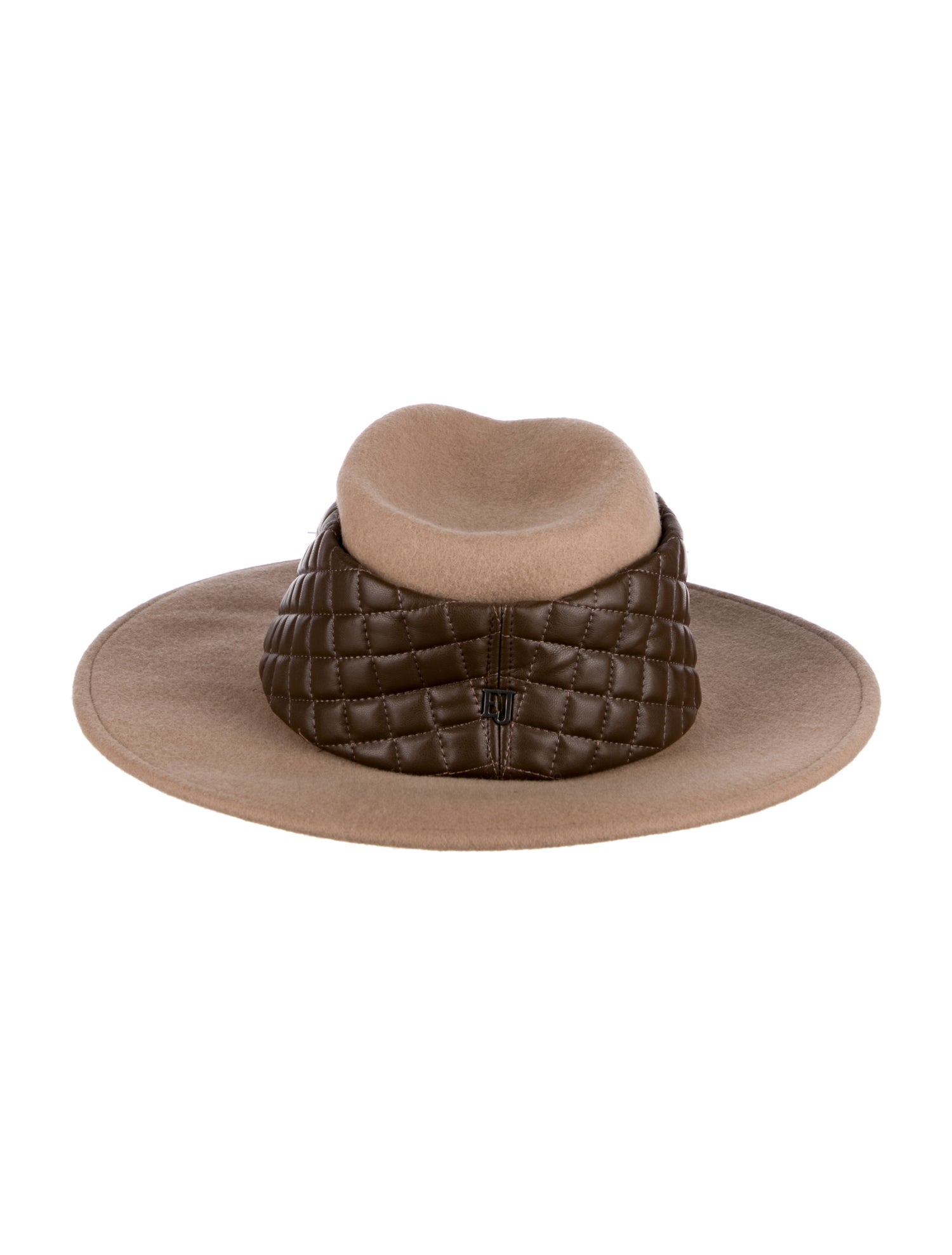 Eric Javits Leather-Embellished Wool Wide Brim Hat