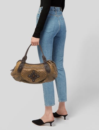 Eric Javits Embossed Leather Shoulder Bag