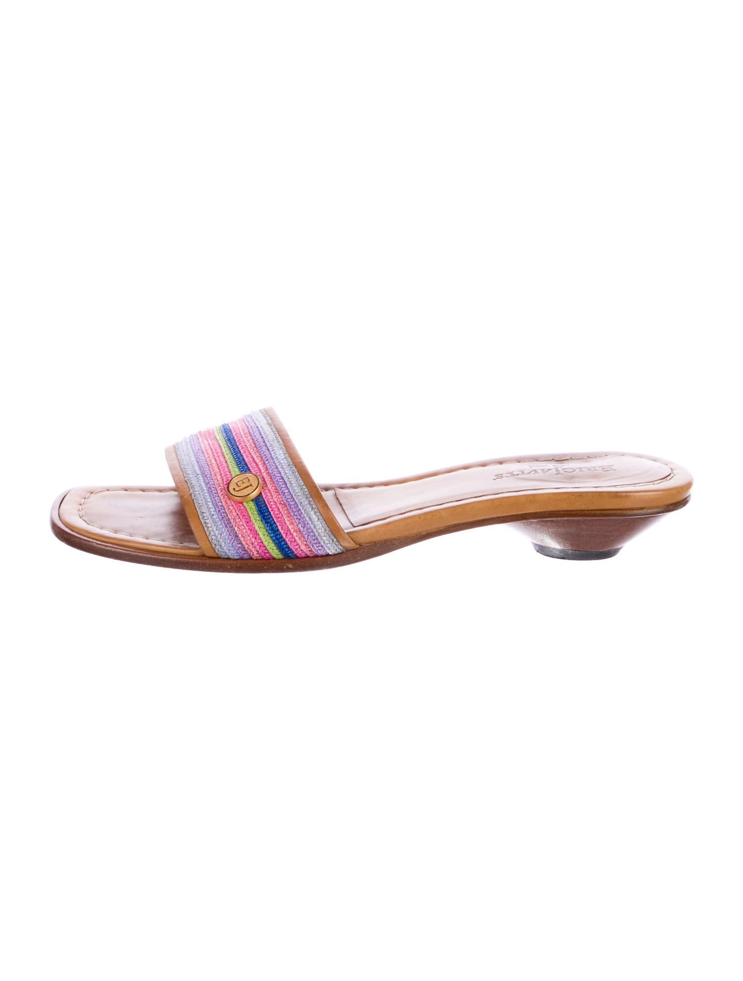 Eric Javits Leather Striped Slides