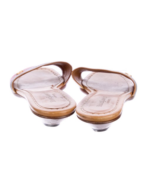 Eric Javits Leather Striped Slides