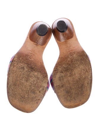 Eric Javits Leather Striped Slides