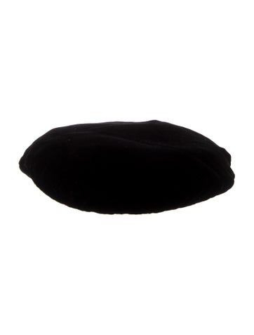 Pre-owned Eric Javits Vintage Velvet Quilted Beret In Black