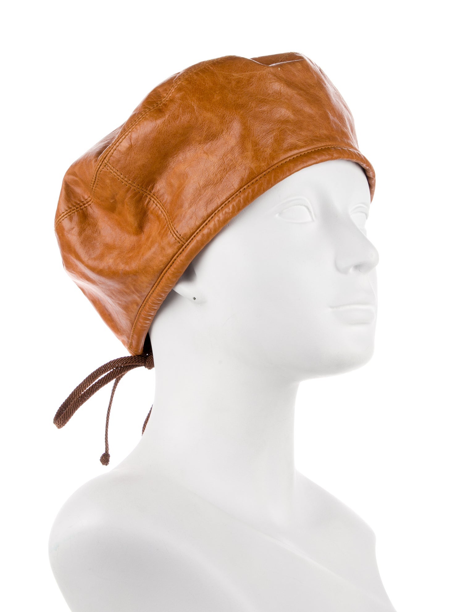 Eric Javits Leather Newsboy Cap
