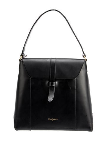 Pre-owned Eric Javits Leather Top Handle Bag W/ Tags In Black