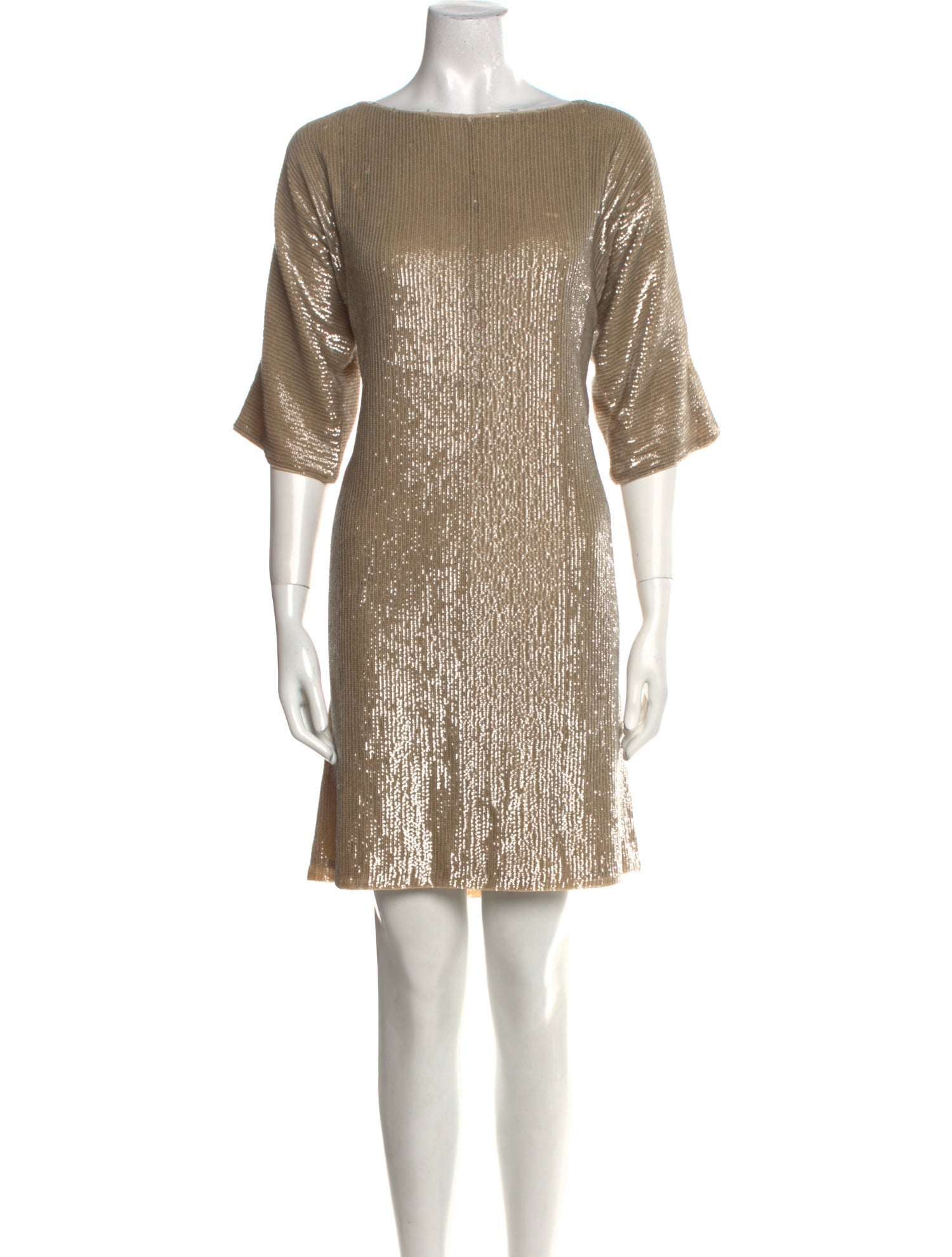 Emily Shalant Bateau Neckline Mini Dress