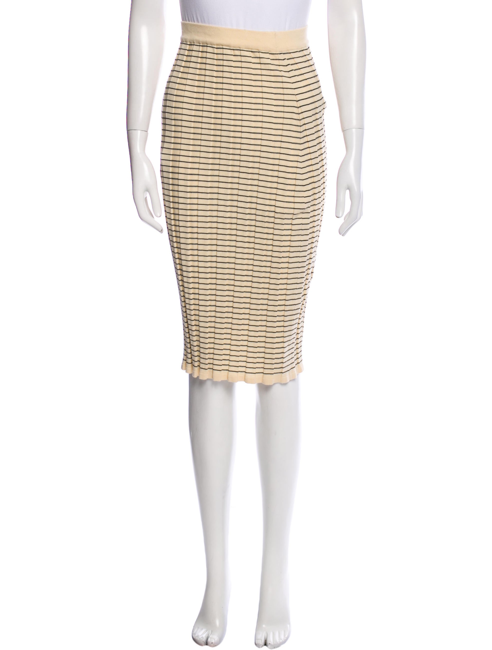 EENK Striped Knee-Length Skirt
