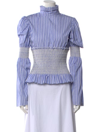 EENK Striped Mock Neck Crop Top