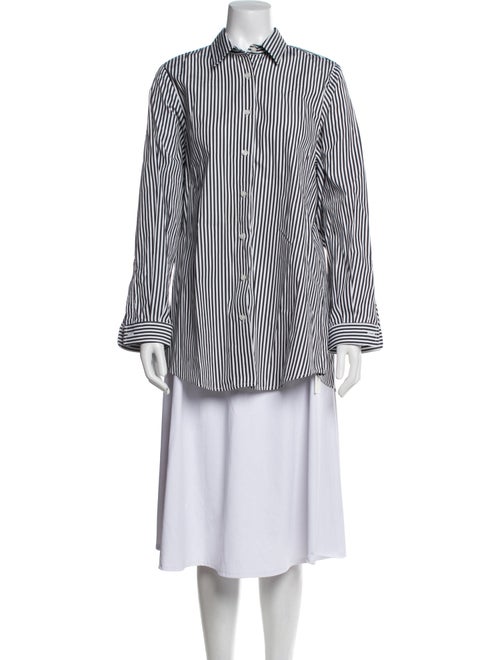Eleanor Leftwich Striped Long Sleeve Button-Up Top