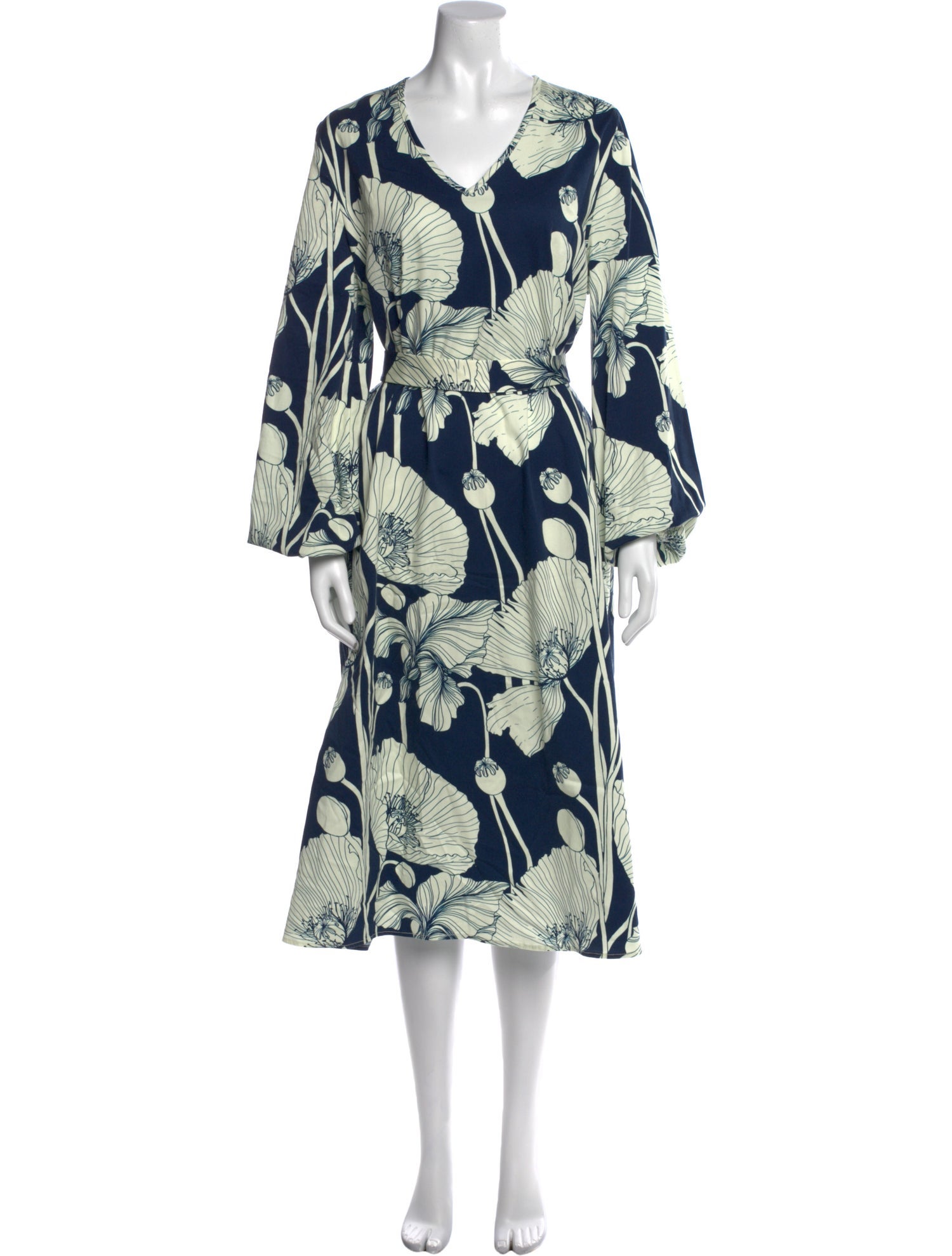 Eleanor Leftwich Floral Print Midi Length Dress