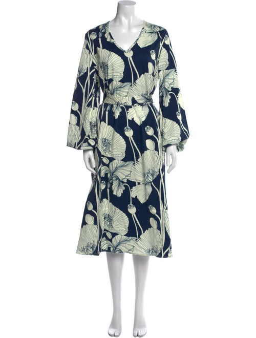 Eleanor Leftwich Floral Print Midi Length Dress