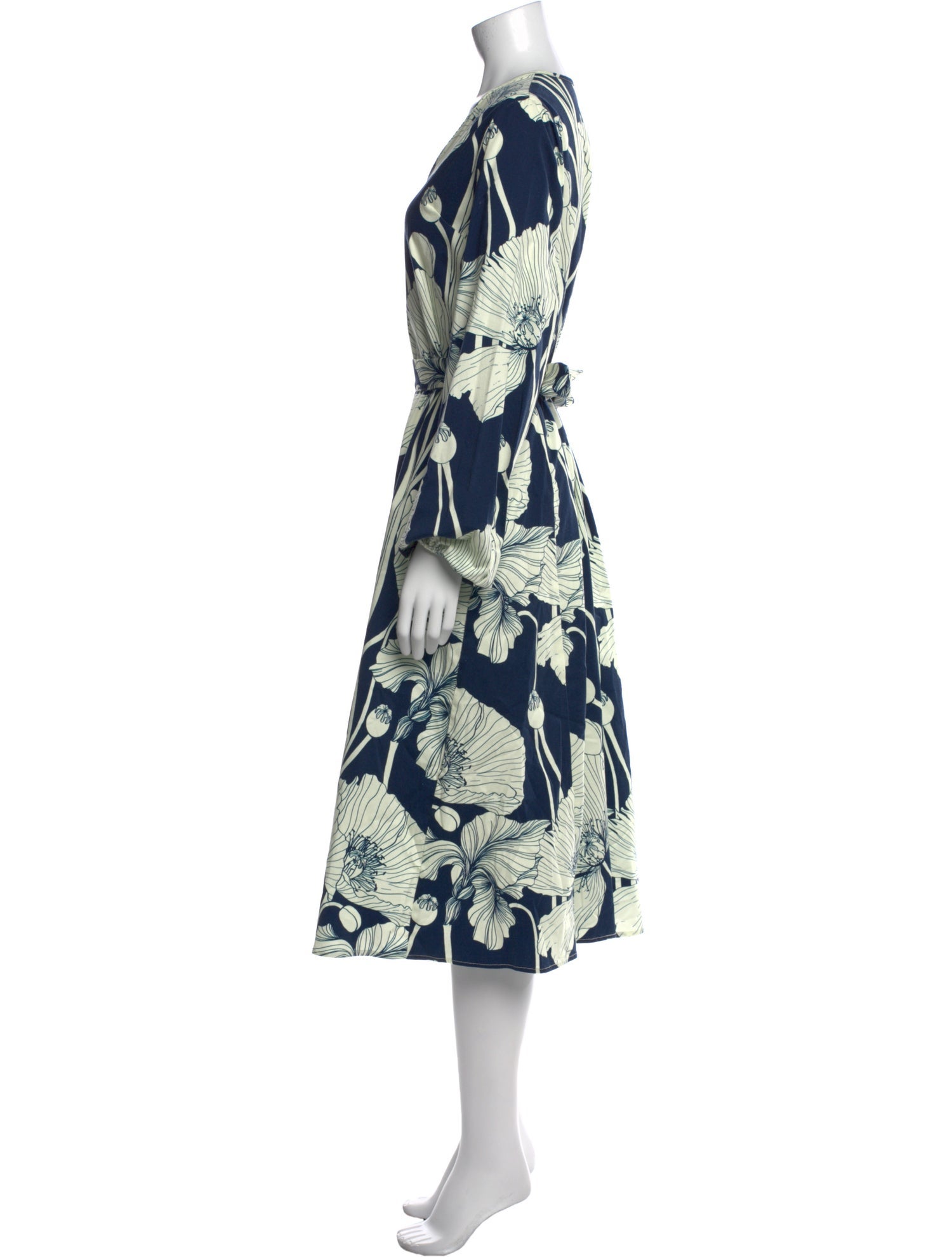 Eleanor Leftwich Floral Print Midi Length Dress