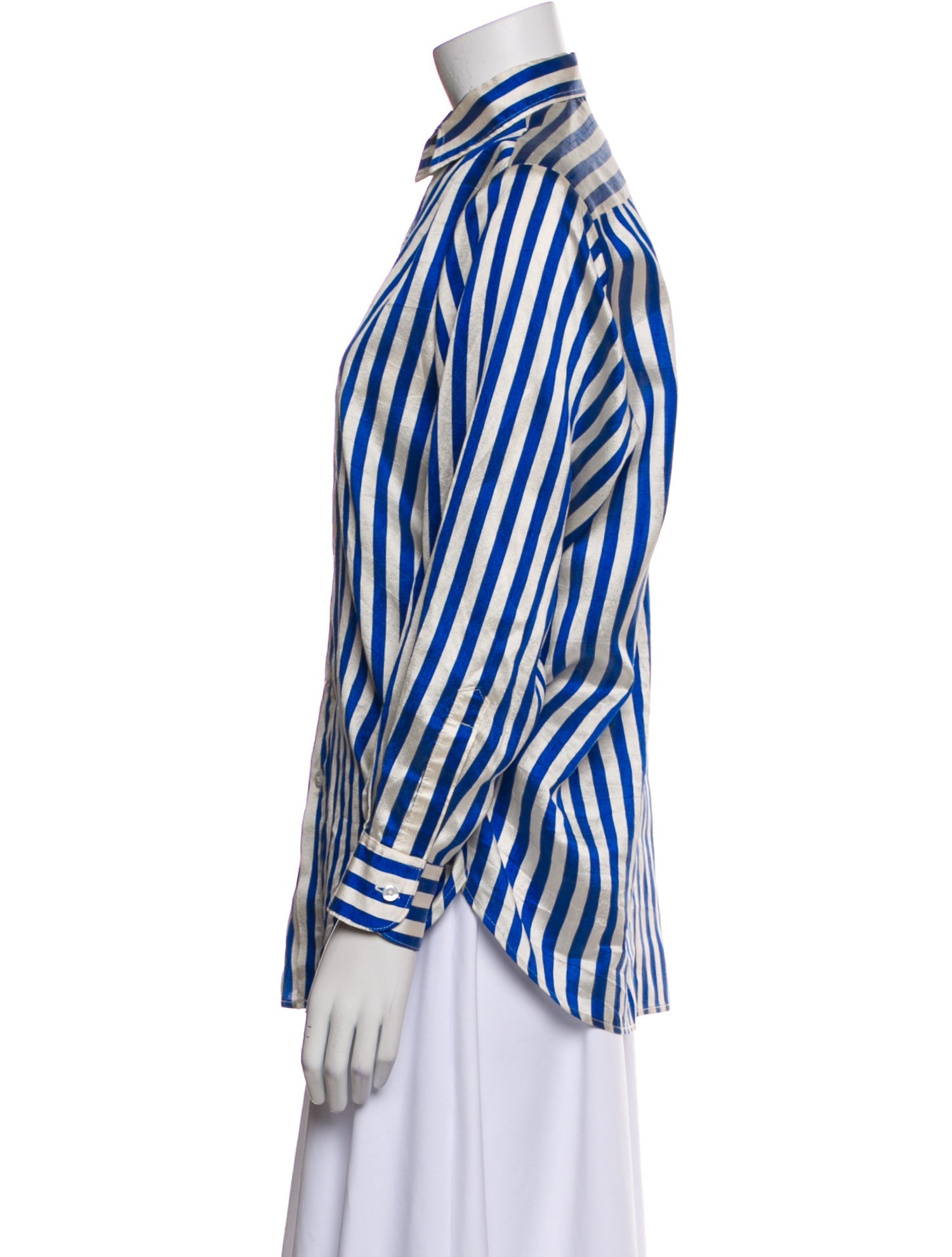 Eleanor Leftwich Silk Striped Button-Up Top