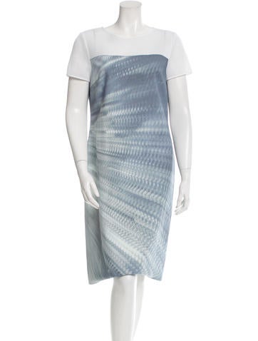 Elie Tahari Mesh-Accented Short Sleeve Dress w/ Tags